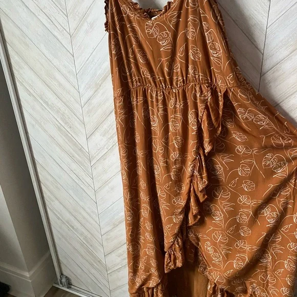 Orange Asymmetrical Ruffled Sundress - Picture 8 of 9